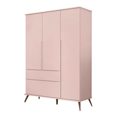 Guarda Roupa Infantil Melinda Retrô 3 Portas 2 Gavetas Rosê_phoenix Baby