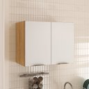 Ver imagem 1 de Armário Aéreo 2 Portas Cozinha 70cm Marrom/Lamina Mel/Branco