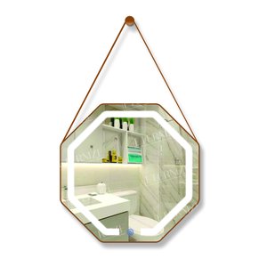 Espelho Adnet Octogonal com Alça Iluminação Led Design Moderno