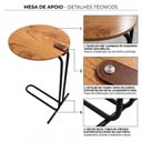 Ver imagem 6 de Mesa de Apoio Lateral 70 x 40 cm Pilar Cinamomo e Preto