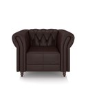 Ver imagem 5 de Poltrona Decorativa Sala de Estar Stanford Chesterfield Pés de Madeira Couro Wine Vinho G58 - Gran B