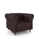 Ver imagem 2 de Poltrona Decorativa Sala de Estar Stanford Chesterfield Pés de Madeira Couro Wine Vinho G58 - Gran B