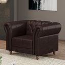 Ver imagem 1 de Poltrona Decorativa Sala de Estar Stanford Chesterfield Pés de Madeira Couro Wine Vinho G58 - Gran B