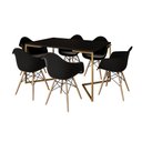 Ver imagem 2 de Mesa Jantar Industrial Preta 137x90cm Base V Dourada com 6 Poltronas Eames Eiffel Daw Madeira Pretas