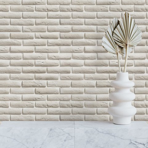Papel de Parede Adesivo Tijolinho 3d Rústico Tons Bege 12m