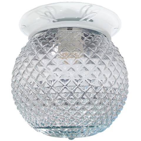 Plafon Colonial Aluminio Branco Globo Bico de Jaca Transpar