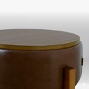 Ver imagem 2 de Kit 2 Puff Mesa Assento Espuma Estrutura Madeira Maciça Revestimento Corino Caramelo