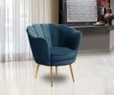 Ver imagem 3 de Kit 2 Poltronas Para Sala Decorativa Flor de Lis Pés Ferro Dourado Veludo Azul Madelina Decor