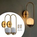 Ver imagem 1 de Kit 2 Arandelas de Parede Moderno Jabuticaba Dourada com Globo 12cm + Lâmpadas Branco Quente