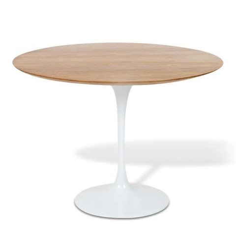 Mesa de Jantar Saarinen Redonda 90cm Tampo Freijó Base Branca