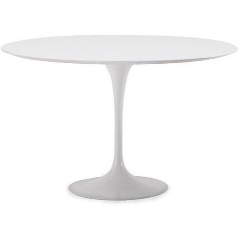 Mesa Jantar Saarinen Redonda 90cm Laca Branca Base Branca