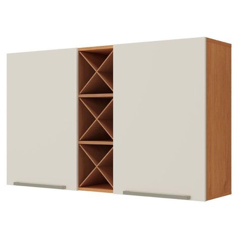 Armário Aéreo 120 Cm Favorita 2 Portas Cinamomo Areia Fosco - Zanzini