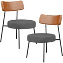 Ver imagem 1 de Kit 02 Poltronas Decorativas Sala Estar Fixa Londres L02 Couríssimo Camel Linho Cinza Escuro - Lyam