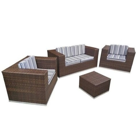 Conjunto de Sofá Fibra Sintética Cidade do Cabo - 1 Sofá 2L + 2 Poltronas + 1 Mesa Centro -