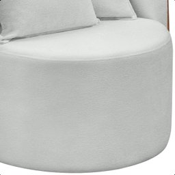 Poltrona Orgânica Base Giratória Maya Corino Nozes e Boucle Cru Redonda Decorativa - Arkell - 4