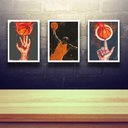 Ver imagem 2 de Kit 3 Quadros Decorativos Basquete 24x18cm:moldura Branca