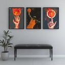 Ver imagem 1 de Kit 3 Quadros Decorativos Basquete 24x18cm:moldura Branca