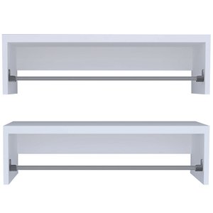 Kit 2 Cabideiro Arara de Parede em Mdf Branco 80x20x30cm com Suporte para Roupas e Acessórios