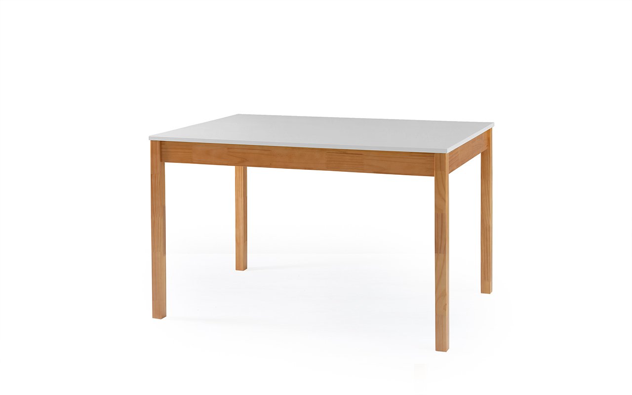 MESA BRANCA COM TAMPO MDF MACIÇO OLGA VERNIZ NÓZES E BRANCO 120X80X75CM - 4