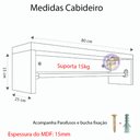 Ver imagem 2 de Cabideiro de Parede 80cm Arara Roupas Mdf Branco