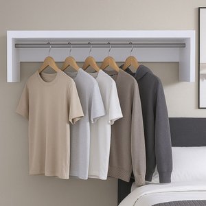 Cabideiro de Parede 90cm Arara Roupas Mdf Branco