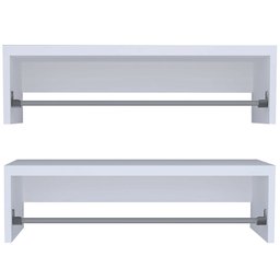 Combo 2 Cabideiro Arara de Parede em Mdf Branco 70cm com Suporte para Roupas e Acessórios - 1