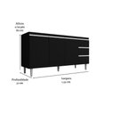 Ver imagem 6 de Balcão Gabinete Andreia 160cm C-tampo e Armário Aéreo 4 Portas 160cm Preto