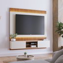 Ver imagem 2 de Home Suspenso Itapemi 1.8 Ripado Freijó/ Off White Matte com LED e 2 Portas TV 70 Polegadas - Bela M