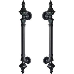 Puxador Duplo Classic 530mm Preto Fosco Porta Pivotante Correr Passagem Madeira Vidro Rústico - 1
