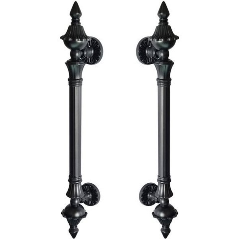 Puxador Duplo Classic 530mm Preto Fosco Porta Pivotante Correr Passagem Madeira Vidro Rústico