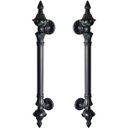 Ver imagem 1 de Puxador Duplo Classic 530mm Preto Fosco Porta Pivotante Correr Passagem Madeira Vidro Rústico