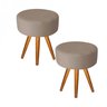Kit 02 Puff Puf Banqueta Redondo Decorativo Para Sala de Estar Recepção Suede Bege -Ruotolo - 1