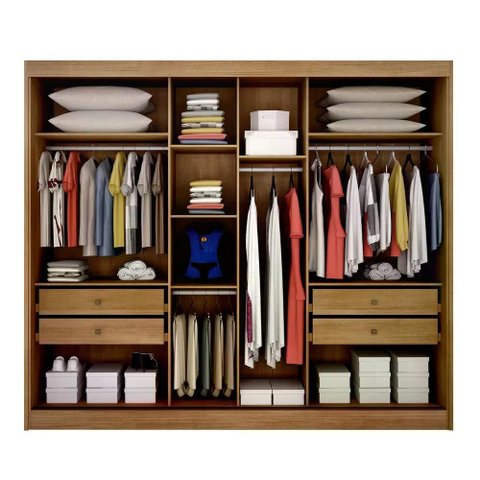 Guarda Roupa Diamond 3 Portas 4 Gavetas 3 Espelhos Cor:cumaru