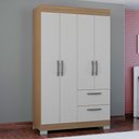 Ver imagem 1 de Guarda-roupa Solteiro Tóquio 4 Portas 2 Gavetas Castanho/off White - Poquema