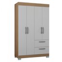 Ver imagem 2 de Guarda-roupa Solteiro Tóquio 4 Portas 2 Gavetas Castanho/off White - Poquema