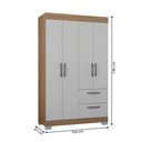 Ver imagem 4 de Guarda-roupa Solteiro Tóquio 4 Portas 2 Gavetas Castanho/off White - Poquema