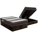 Ver imagem 1 de Cama Box Baú Queen Colchão Anatômico Ortobom Ortopédico Light + Base Crc Suede Marrom(158x198)
