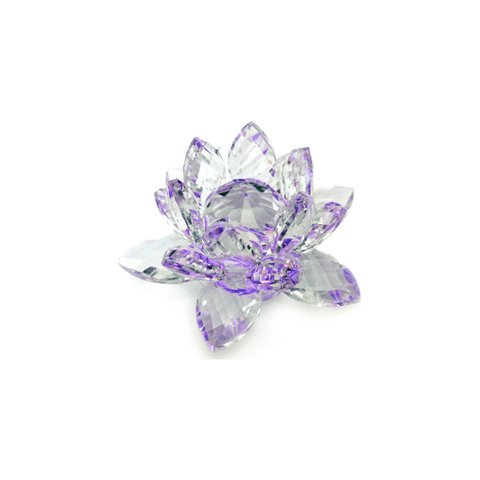 Enfeite Decoração de Cristal Vidro Flor de Lotus para Sala Quarto Cristaleira Grande 13cm:roxo