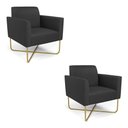 Ver imagem 1 de Kit 2 Poltronas Base X Industrial Dourado Marisa Corino Preto D03 - D'Rossi