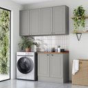 Ver imagem 1 de Lavanderia Modulada 03 Peças com Tampo Emily Espresso Móveis Cinza/Nature