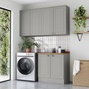 Ver imagem 1 de Kit 3 Peças Lavanderia Modulada com Tampo MDF Emily Espresso Móveis Cinza/Nature