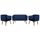 Ver imagem 4 de Kit Sofá 2 Lugares e 02 Poltronas Julia Suede Azul Marinho