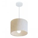 Ver imagem 3 de Lustre Pendente Cilíndrico Md-4113 Cúpula em Tecido 30x25cm Linho Bege - Bivolt
