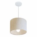 Ver imagem 1 de Lustre Pendente Cilíndrico Md-4113 Cúpula em Tecido 30x25cm Linho Bege - Bivolt