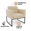 Ver imagem 5 de Kit 1 Sofá Namoradeira e 1 Poltrona Elisa Suede Bege Base Metálica Industrial Preto - D'Rossi