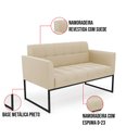 Ver imagem 6 de Kit 1 Sofá Namoradeira e 1 Poltrona Elisa Suede Bege Base Metálica Industrial Preto - D'Rossi