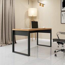 Mesa para Escritório Industrial F20 Freijó/preto - Dalla Costa - 4
