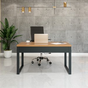 Mesa para Escritório Industrial F20 Freijó/preto - Dalla Costa