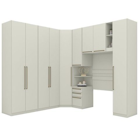 Quarto Solteiro Modulado 9 Portas Seletto Areia Henn