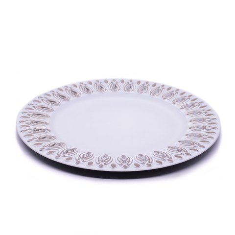 Sousplat Para Prato De Mesa Decorativo Branco Com Flores Em Rose 33 cm - D’Rossi